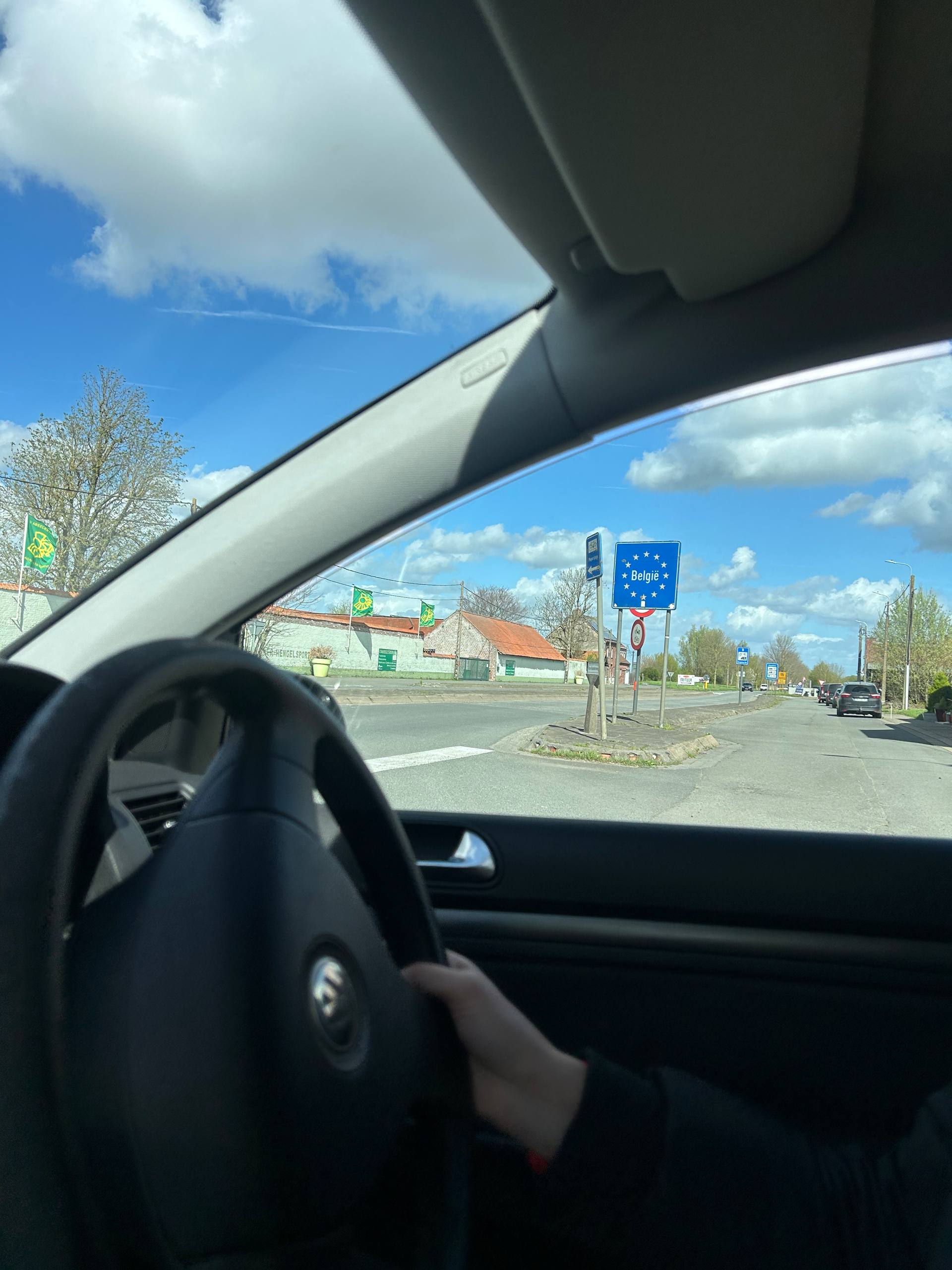 View from car at Belgium-France border on a UK reseller sourcing trip