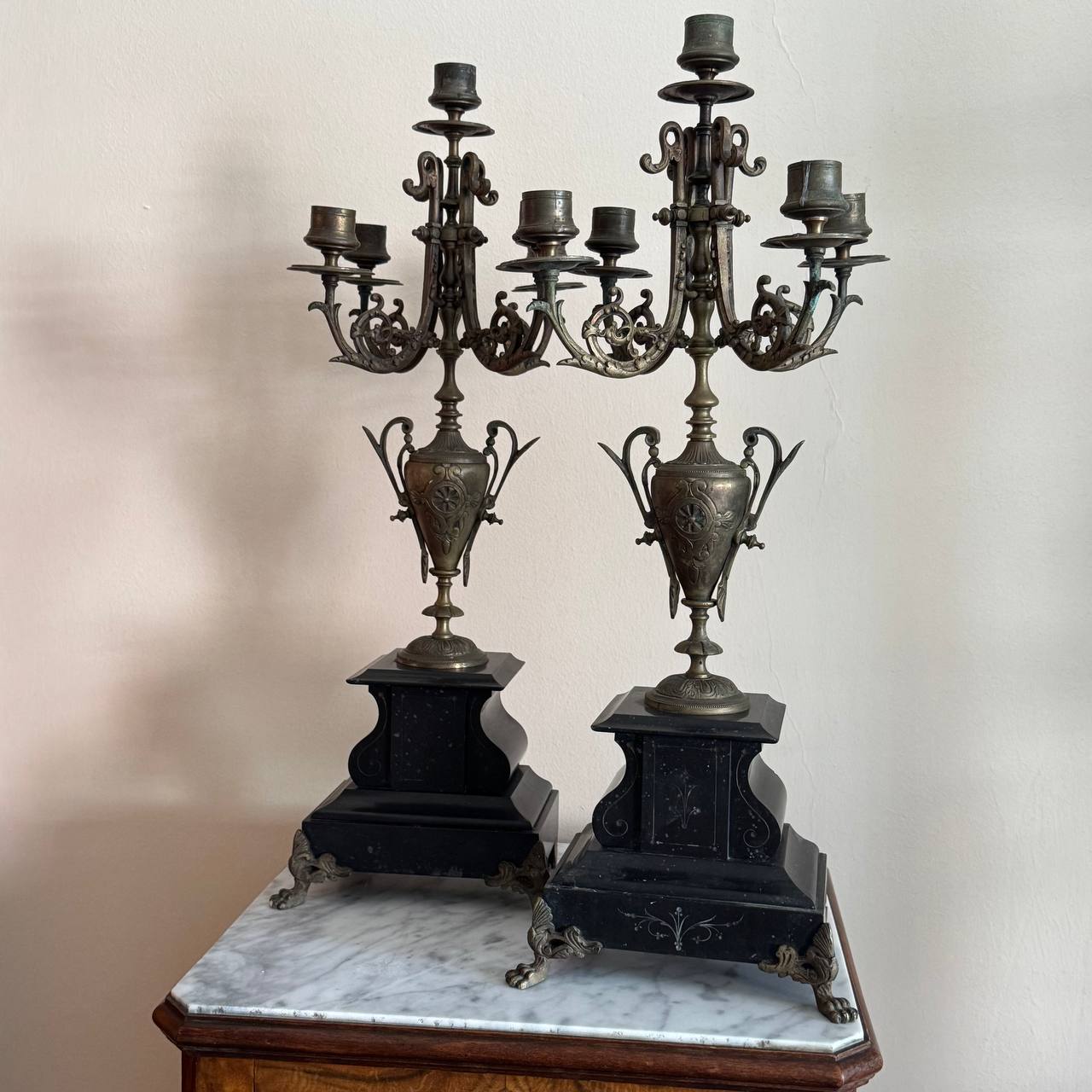 Vintage candelabras bought from a French brocante — UK reseller sourcing find