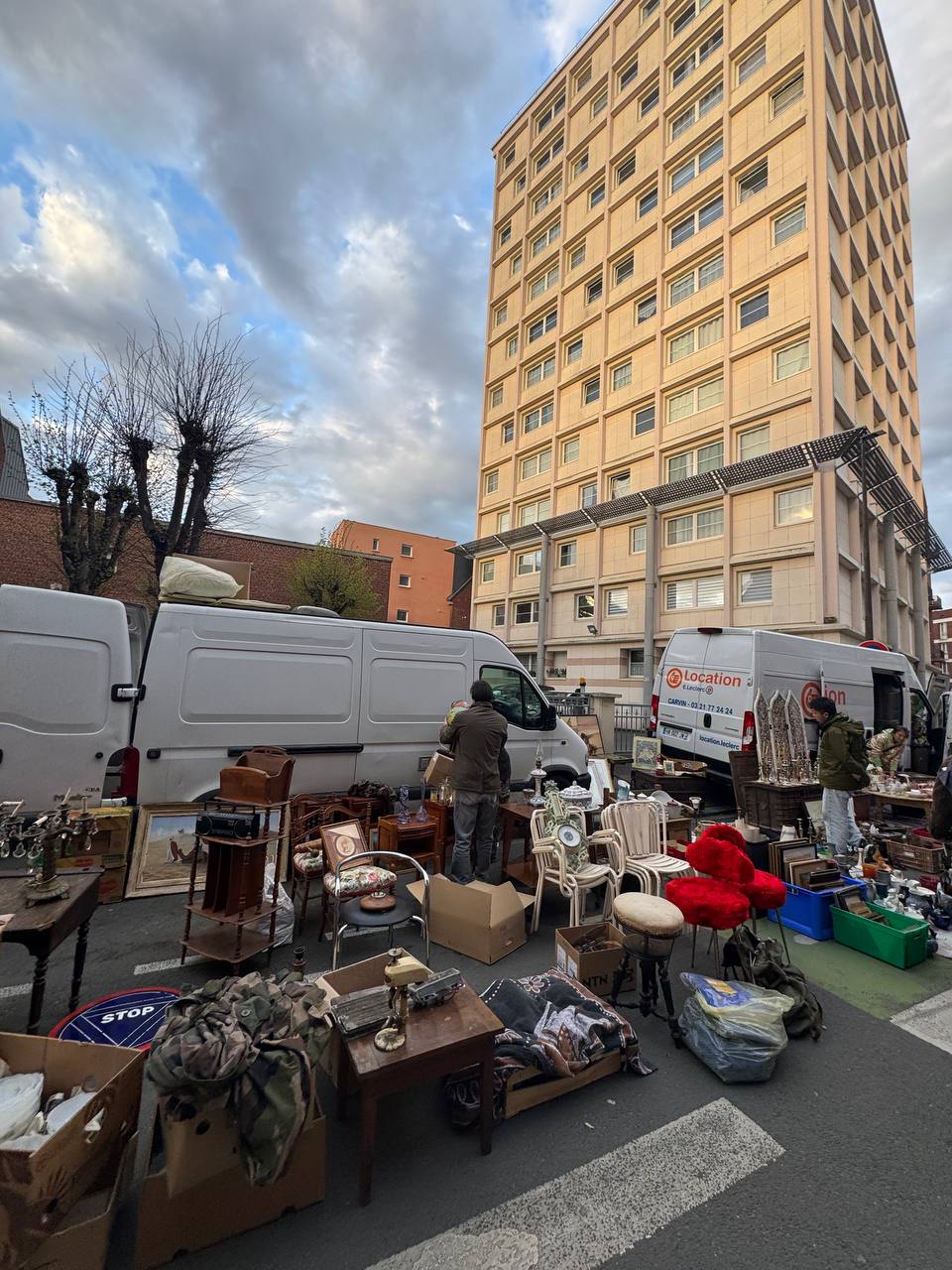 Daytime view of a French brocante market — UK reseller sourcing trip 2026