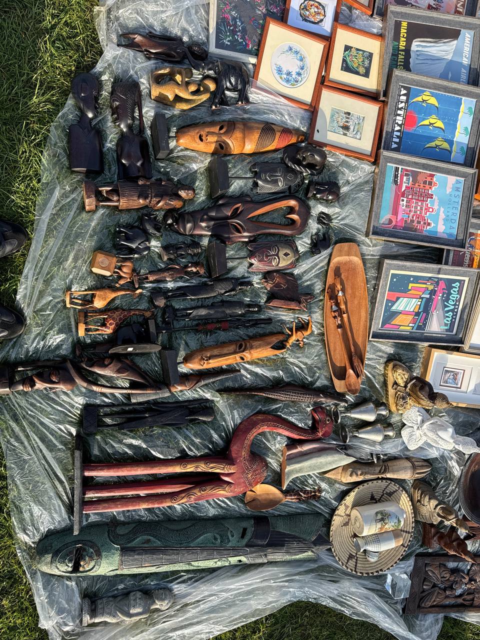 Authentic vintage items typical of UK antiques markets including Portobello Road